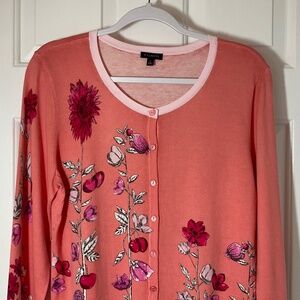 Talbots 3/4 Sleeve Floral Cardigan